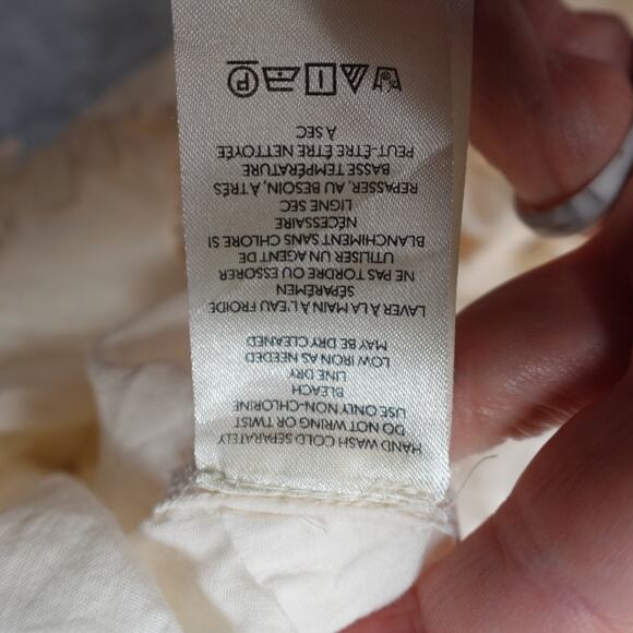 Anthropologie Top Womens Medium? Lace V-Neck Blouse Boxy Cream Peplum - Picture 6 of 12